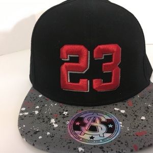 Kid's Hats/Caps Number #23 Red & Black With Speckl